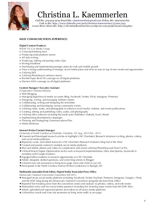 Mass Communication Resume Example Mass Communication Resume Example