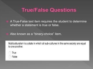 Types of tests items | PPT