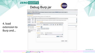 4. load
extension to
Burp and...
Debug Burp.jar
 