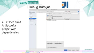 2. Let Idea build
Artifact of a
project with
dependencies
Debug Burp.jar
 