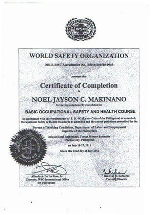 jayson certificate