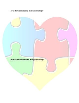42
How do we increase our hospitality?
How can we increase our generosity?
 