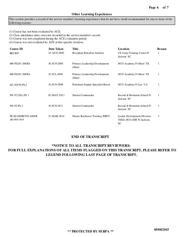 joint services transcript