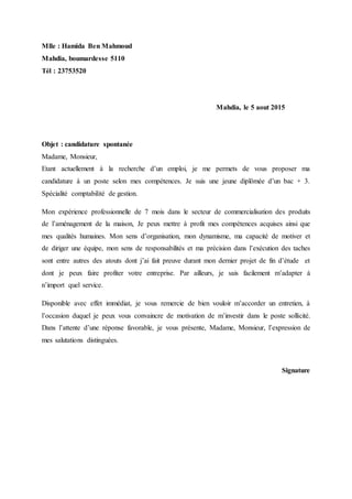 lettre de motivation