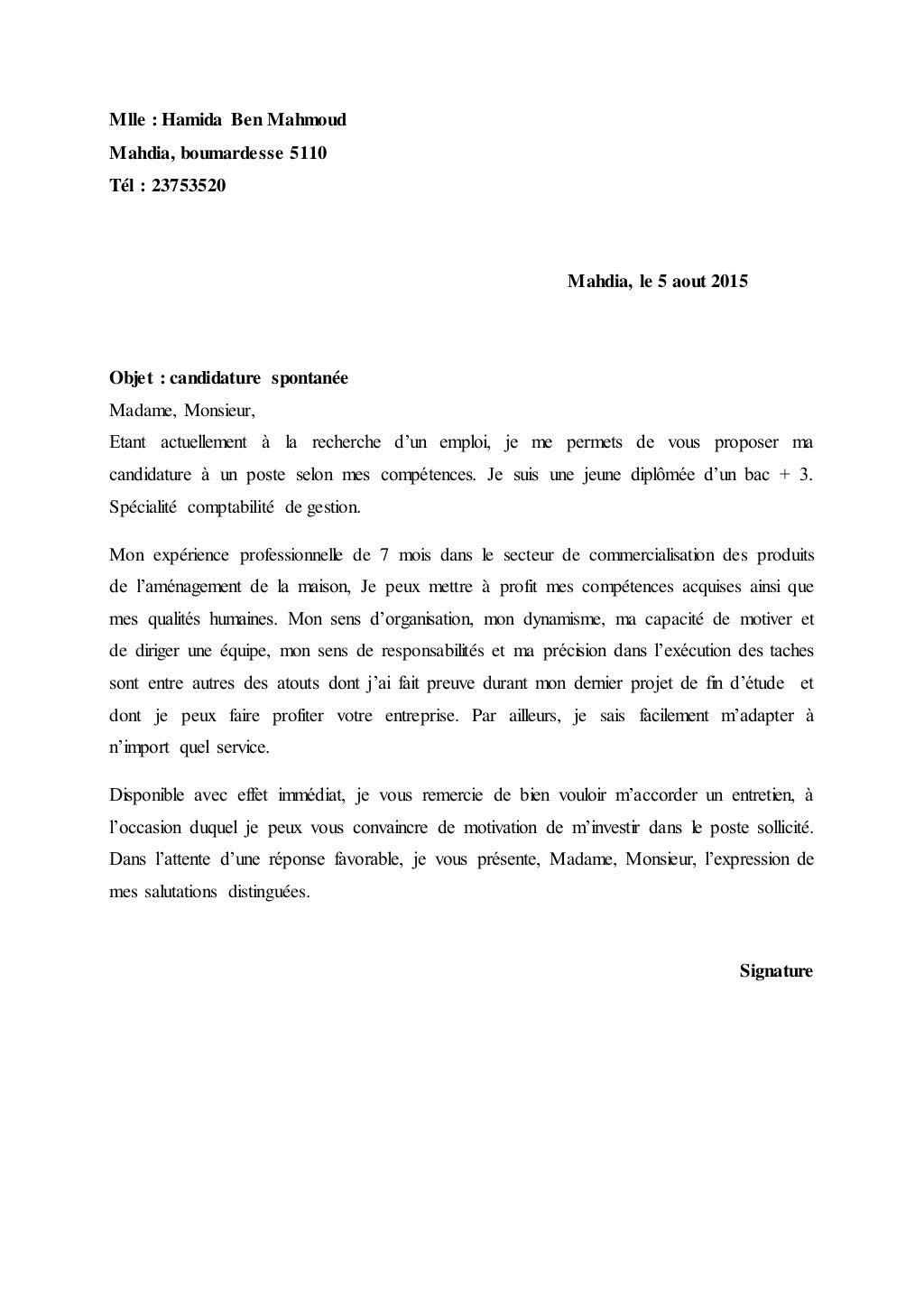 lettre de motivation