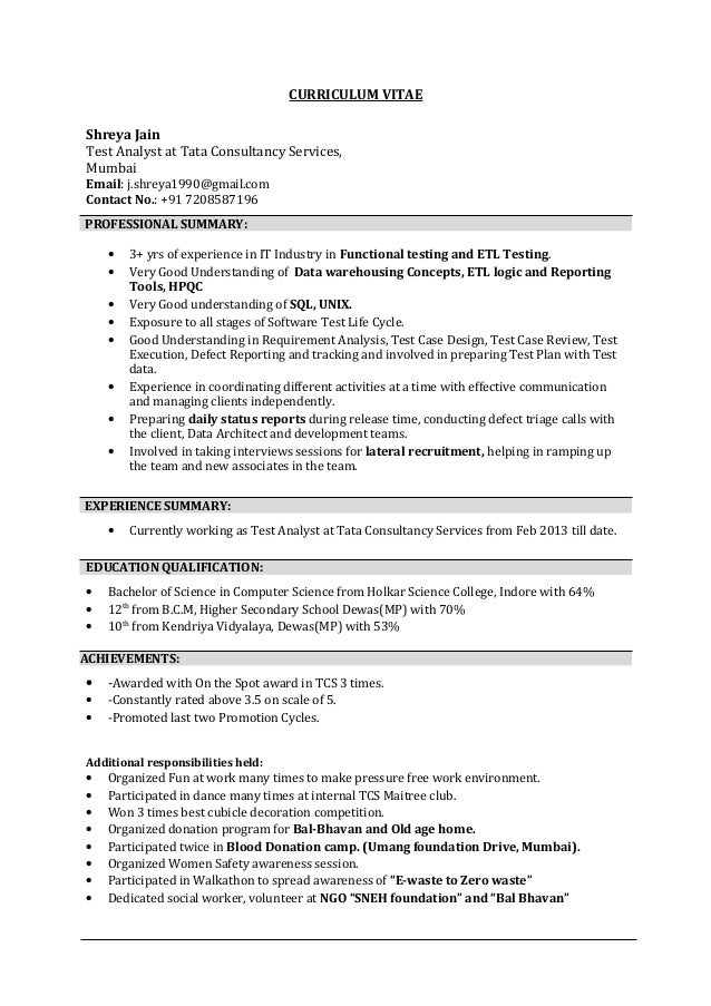 Etl Testing Resume