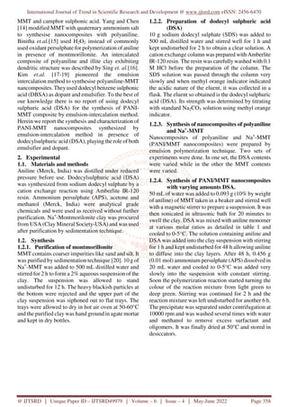 Polyaniline Clay Nanocomposites Synthesis and Characterization | PDF