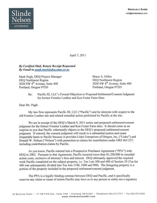 Letter to Oregon DEQ regarding breach of PPA