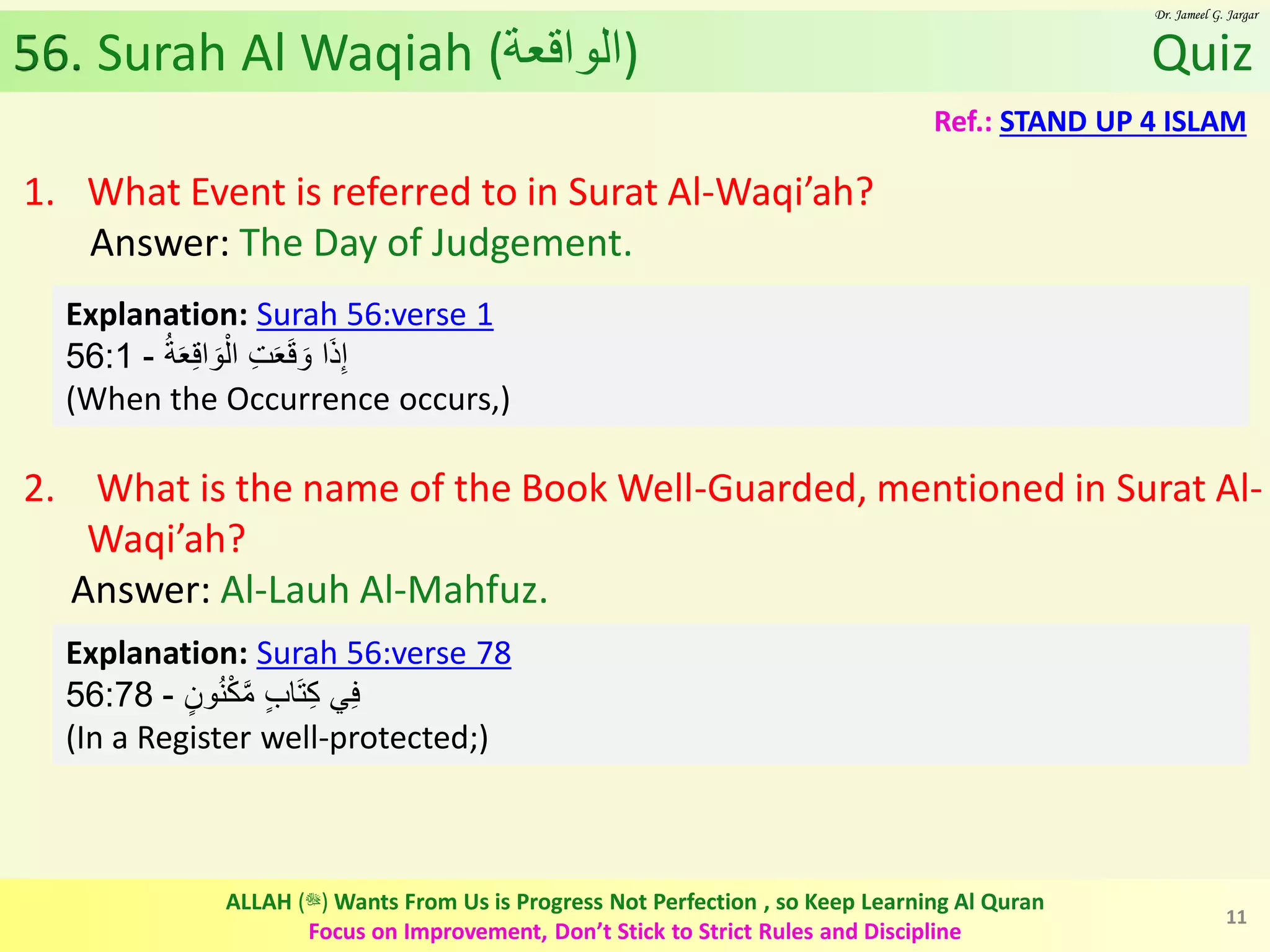 Al Quran (Chapter 56): Surah Al Waqiah [The Inevitable, The Event ...
