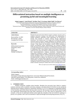 Differentiated instruction based on multiple intelligences as promising ...