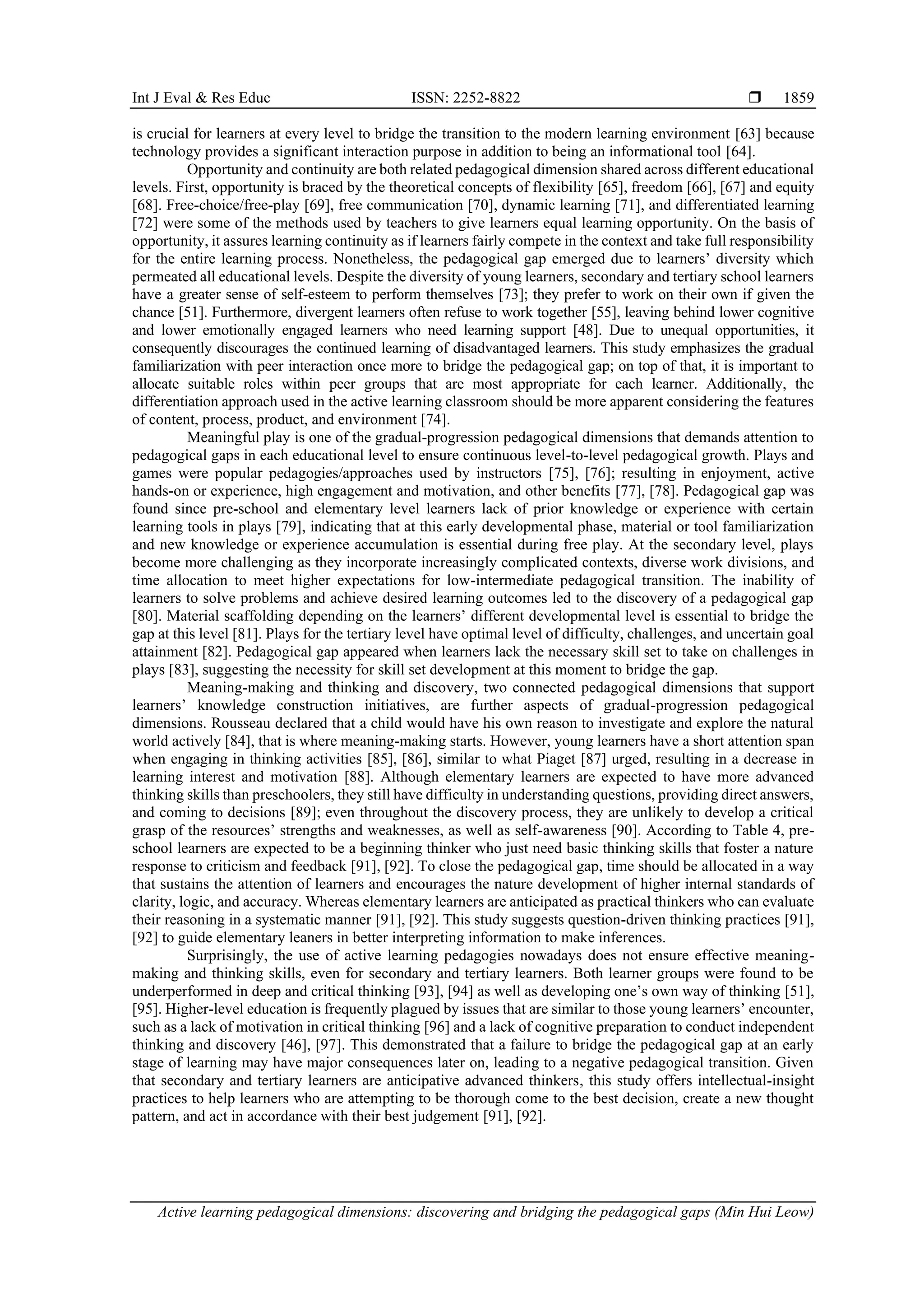 Active learning pedagogical dimensions: discovering and bridging the ...