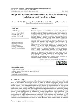 Design and psychometric validation of the research competency scale for ...