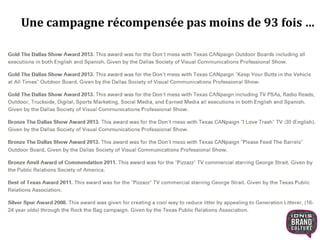 Une campagne récompensée pas moins de 93 fois … 
 
