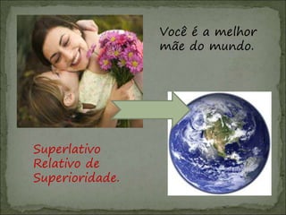 Você é a melhor
mãe do mundo.
Superlativo
Relativo de
Superioridade.
 