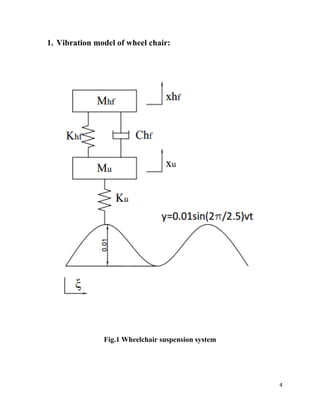 4
1. Vibration model of wheel chair:
Fig.1 Wheelchair suspension system
 