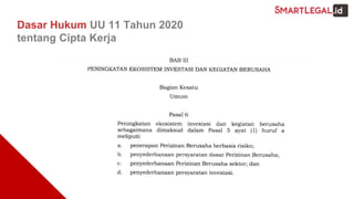 Dasar Hukum UU 11 Tahun 2020
tentang Cipta Kerja
 