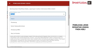 PEMILIHAN JENIS
KEGIATAN USAHA
PADA KBLI
 