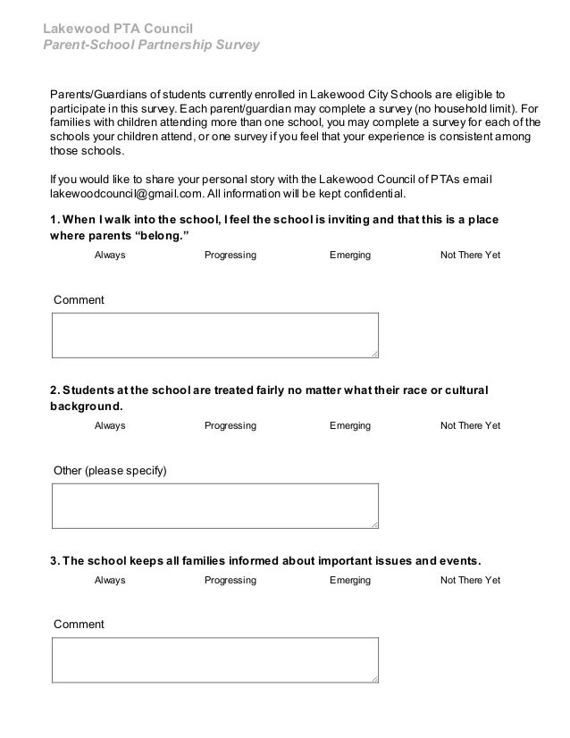 parent school survey