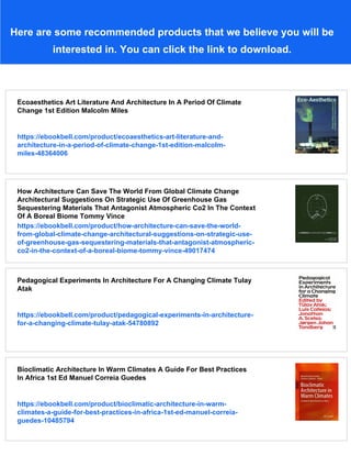 Architecture In A Climate Of Change 2nd Edition Peter F Smith | PDF