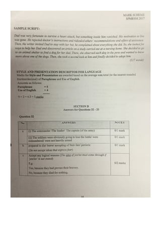MRSM Bahasa Inggeris Paper 1 and Paper 2 Trial SPM 2017 Skema
