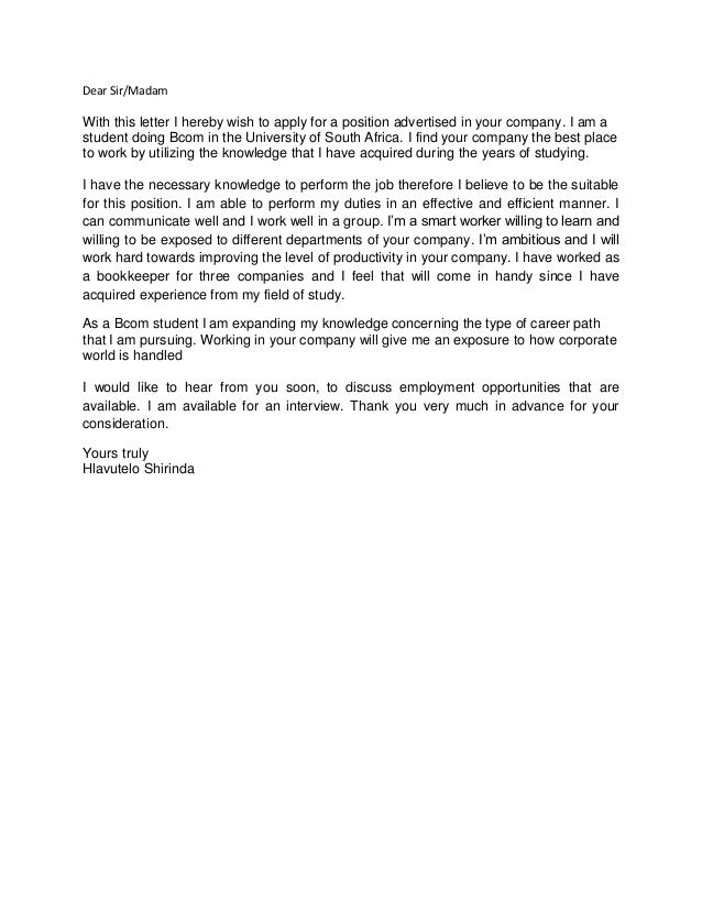 sir madam cover letter