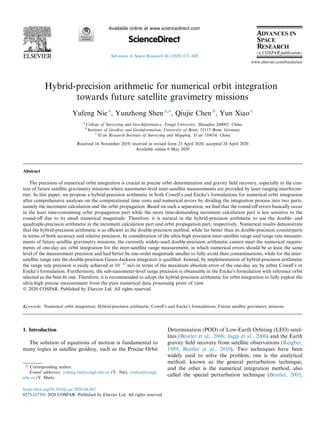 Hybridprecision Arithmetic For Numerical Orbit Integration Towards ...