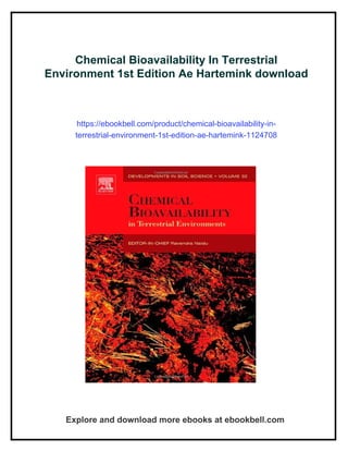 Chemical Bioavailability In Terrestrial Environment 1st Edition Ae ...