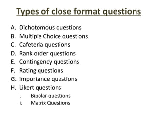 Questionnaire Research | PPTX