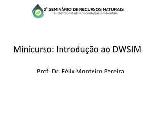 Minicurso: Introdução ao DWSIM
Prof. Dr. Félix Monteiro Pereira
 