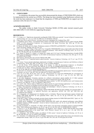 Design of time division multiplexing/wavelength division multiplexing ...