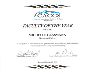 CACCS Finalist Faculty of the Year 2014