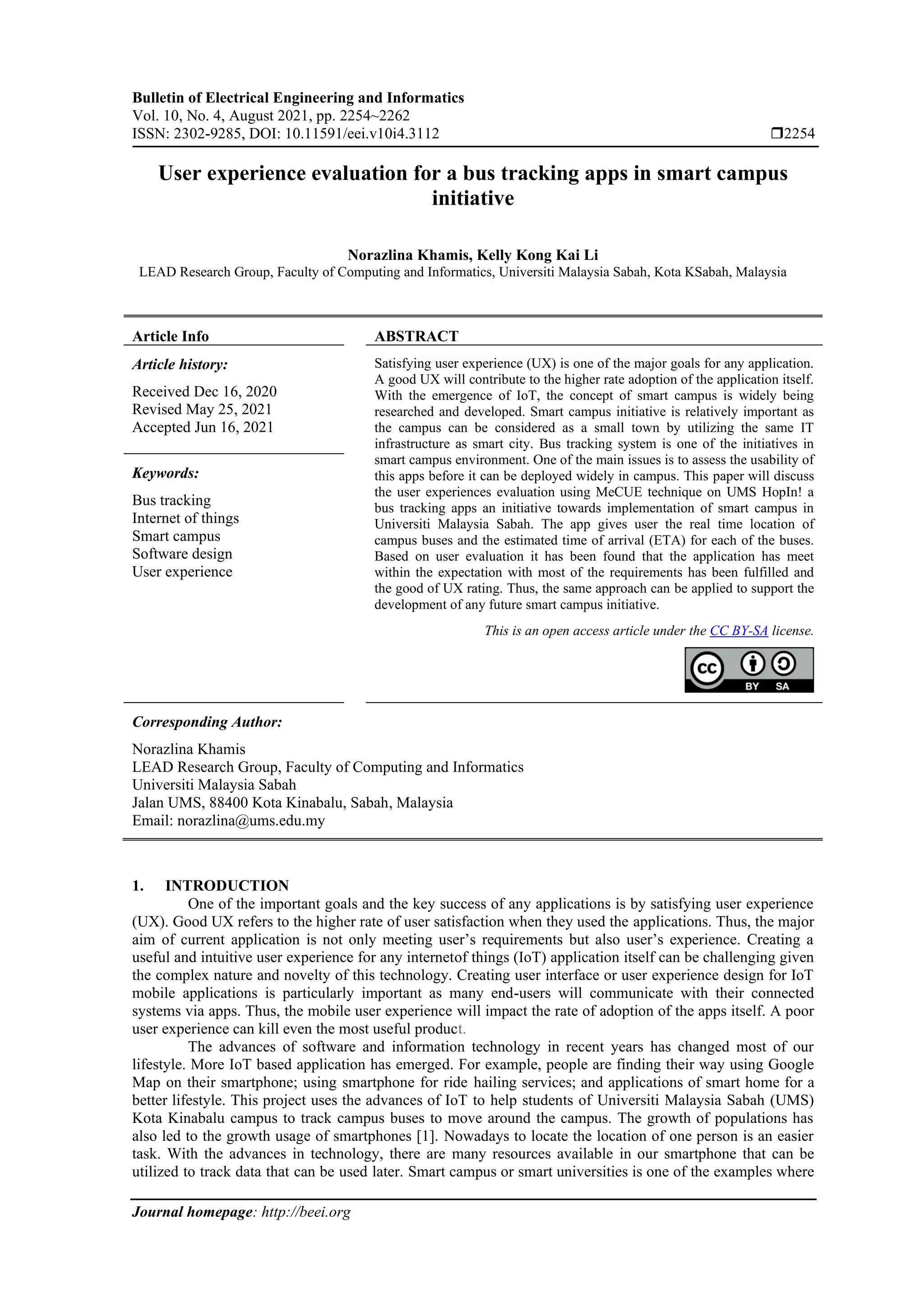 User experience evaluation for a bus tracking apps in smart campus ...