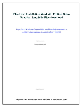 Electrical Installation Work 4th Edition Brian Scaddan Ieng Miie Elec | PDF