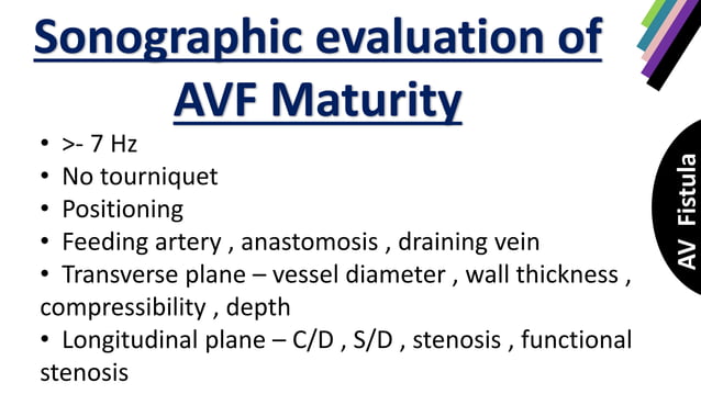 Role of USG in A-V fistula assessment | PPTX