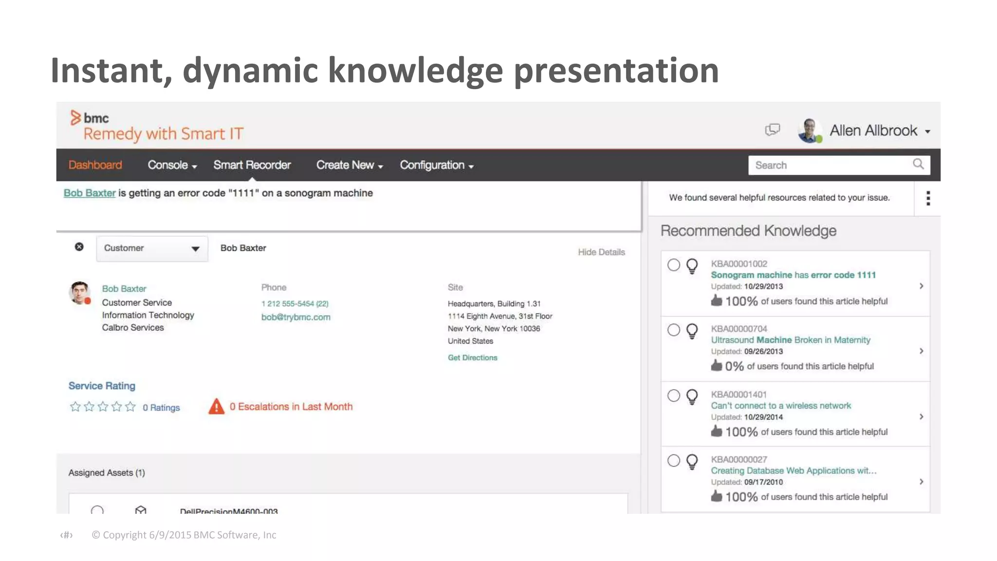 © Copyright 6/9/2015 BMC Software, Inc‹#›
Instant, dynamic knowledge presentation
 