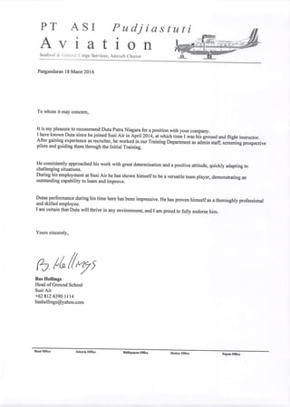 Reference Letter - Bas Hellings - Chief of Ground School