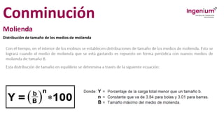 Conminución
Molienda
Distribución de tamaño de los medios de molienda
 