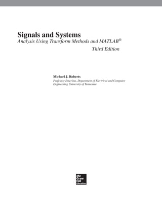 Signals And Systems Analysis Using Transform Methods And Matlab Third ...