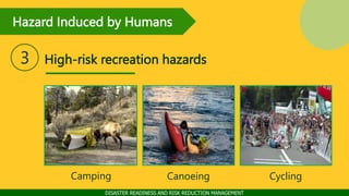 DISASTER READINESS AND RISK REDUCTION MANAGEMENT
High-risk recreation hazards
3
Camping Canoeing Cycling
Hazard Induced by...