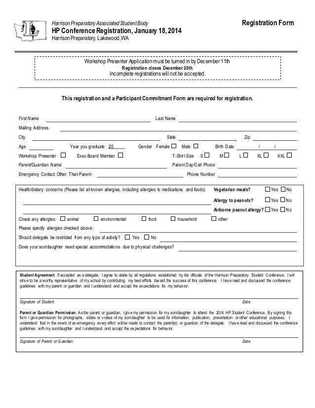 student conference form