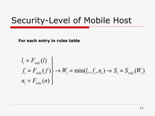 Security-Level of Mobile Host For each entry in  rules table 
