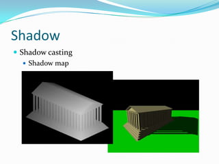 Shadow
 Shadow casting
    Shadow map
 