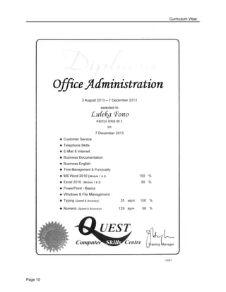 Curriculum Vitae:
Page 10
 