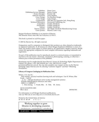 Data Mining Practical Machine Learning Tools and Techniques 2nd Edition ...
