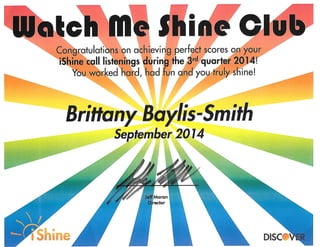 Watch Me Shine September 2014