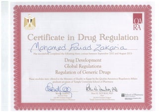 Drug developmentcertificate