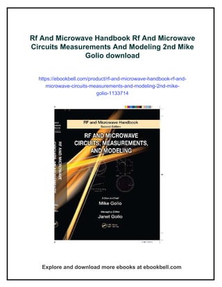 Rf And Microwave Handbook Rf And Microwave Circuits Measurements And ...