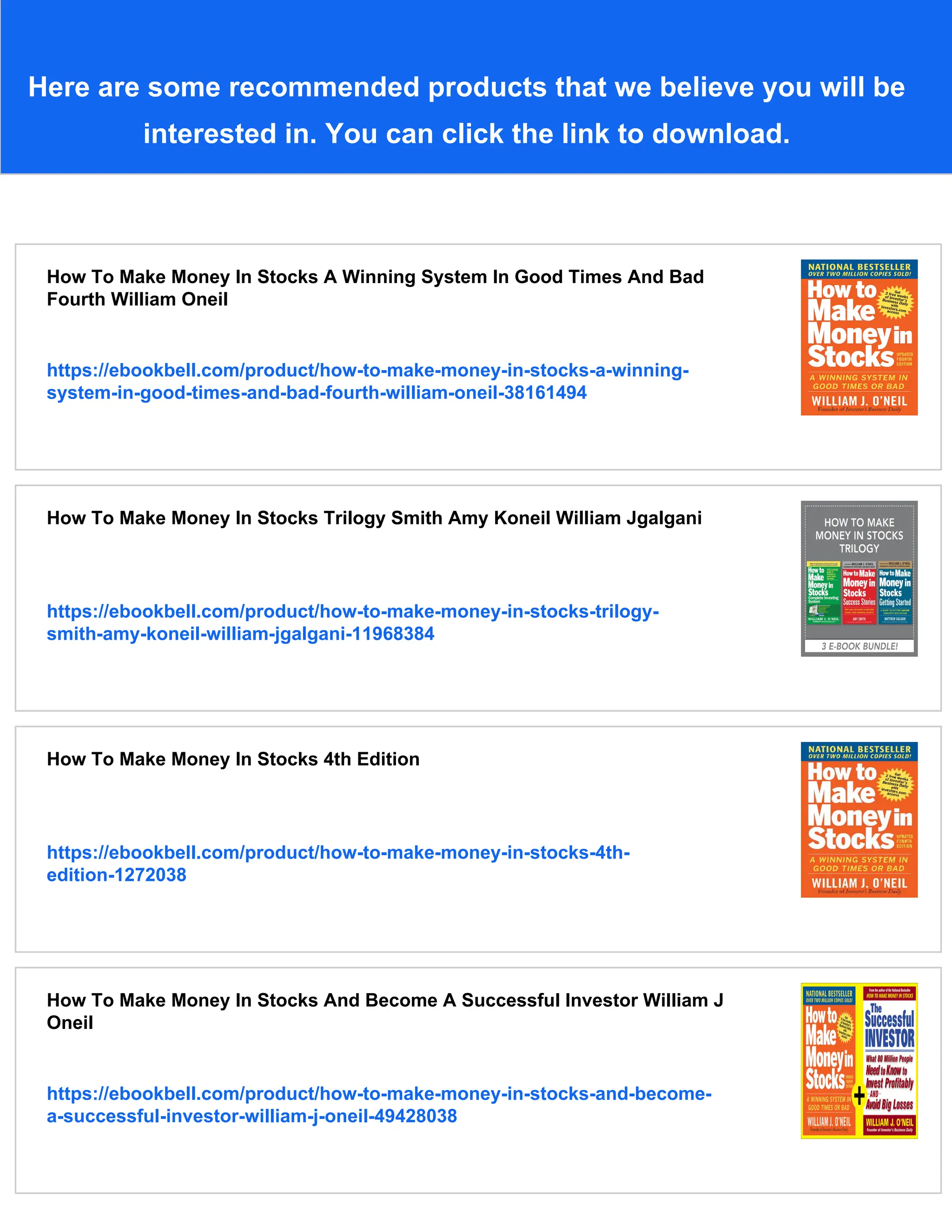 How To Make Money In Stocks 1st Edition William J Oneil | PDF