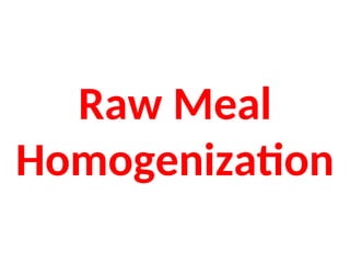 Raw Meal
Homogenization
 