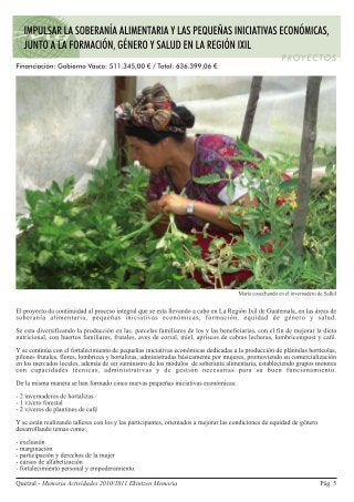 Guatemala. Región Ixil. Impulso de la soberanía alimentaria